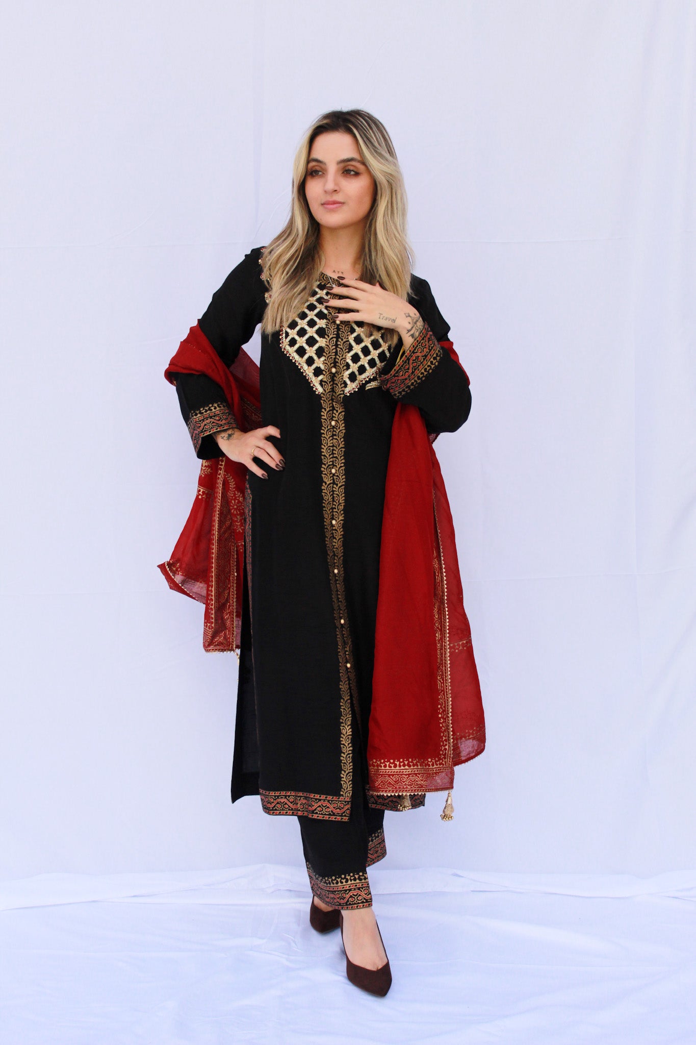 Korean Raw Silk Hand-Embroidered Set