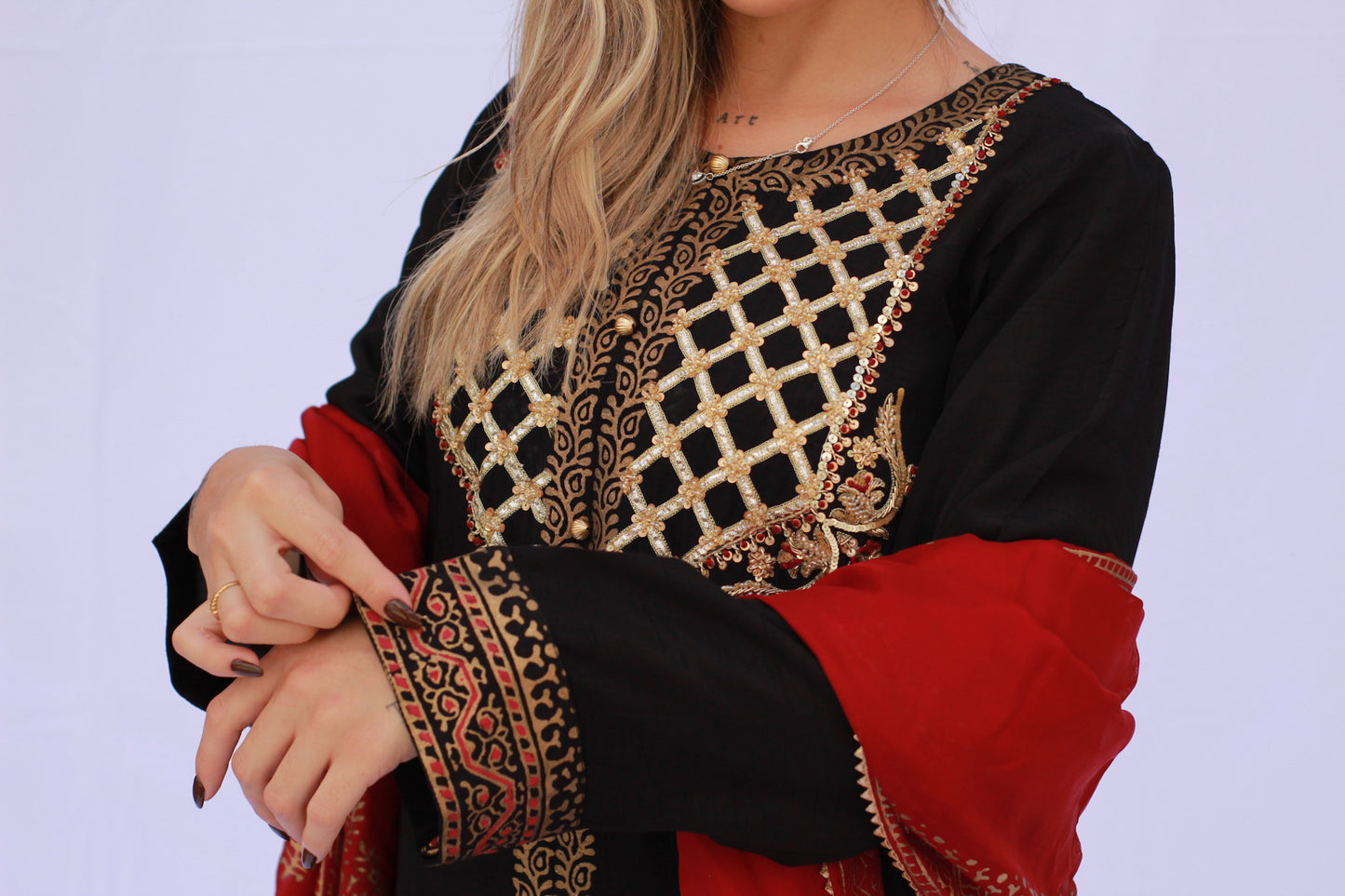 Korean Raw Silk Hand-Embroidered Set